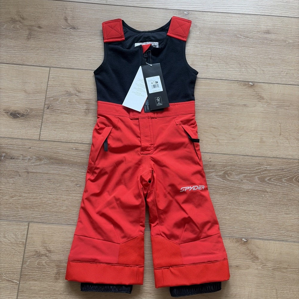 $140 Spyder‎ Expedition Snow Bib Pants NWT Toddler Sz 2 2t Red Unisex Baby Boy